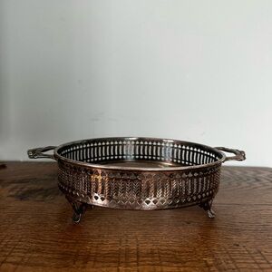 Antique Silverplate Tea Plate Stand /Gallery Base - Victorian Pierced Rim